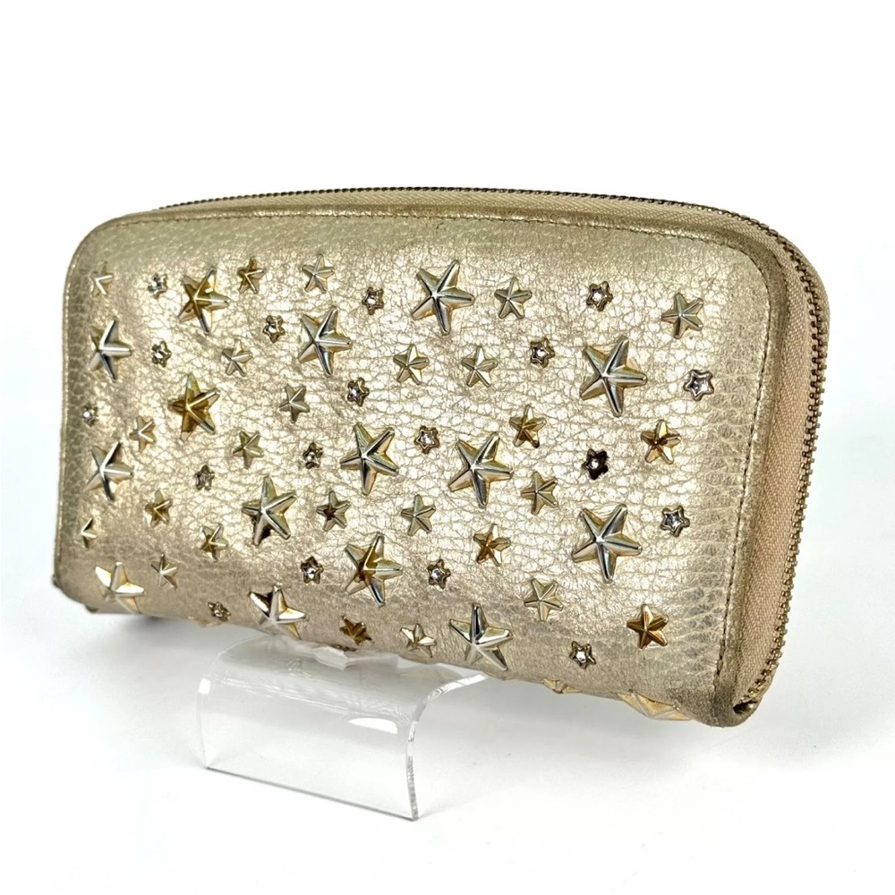 JIMMY CHOO Long Wallet Gold Leather Filipa Authentic - Picture 3 of 10